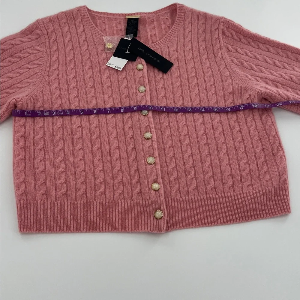 Magaschoni Rose Pink Cable-Knit Short Sleeve Cashmere‎ Cardigan Sm NWT